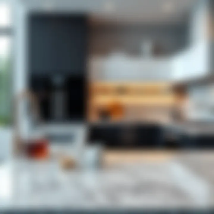 Sleek Granite Countertop with Modern Appeal Sleek granite countertop with modern appliances