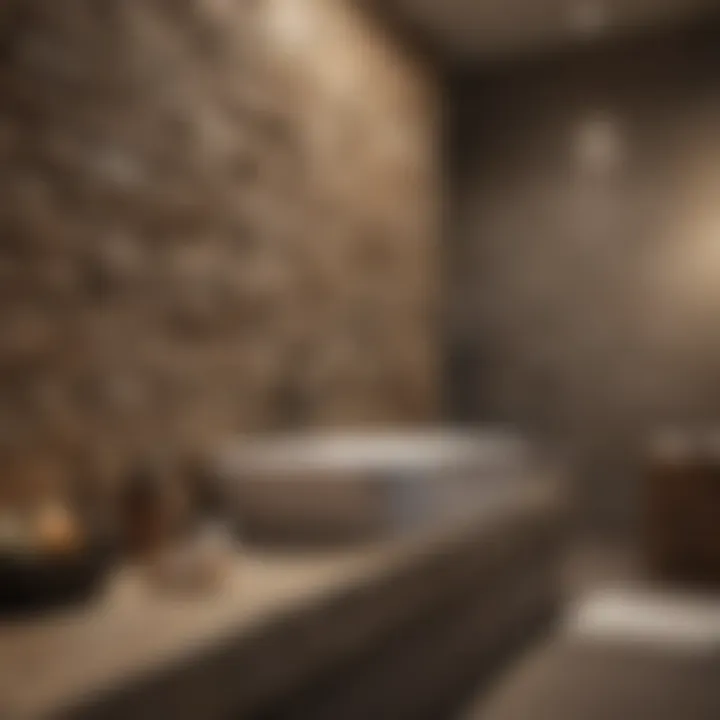 Textured natural stone tiles enhancing the rustic charm of a bathroom