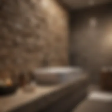 Rustic Charm with Textured Natural Stone Tiles Textured natural stone tiles enhancing the rustic charm of a bathroom