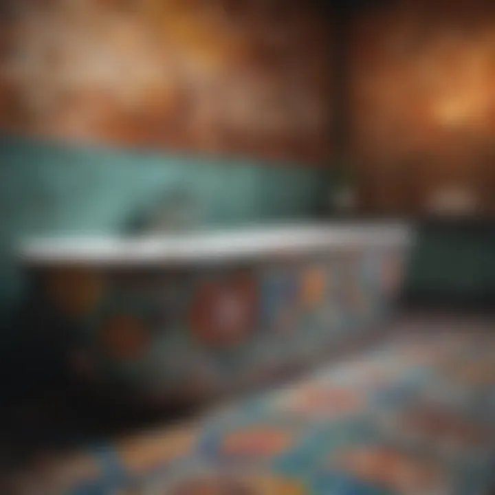 Vibrant mosaic tiles adding color to a luxurious bathing space