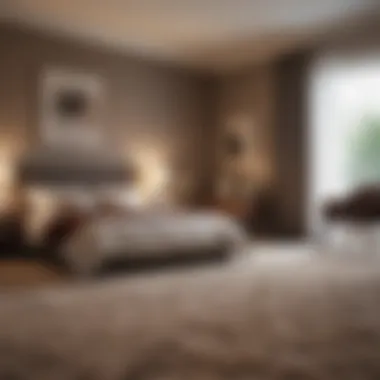Plush Carpet in a Cozy Bedroom Cozy bedroom with plush wall to wall carpet in warm tones