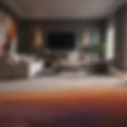 Luxurious living room featuring a gradient carpet