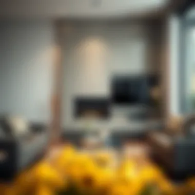 Modern wood burner fireplace integrated into a sleek living room design