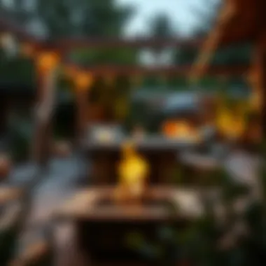 Creative outdoor wood burner fireplace enhancing a patio ambiance