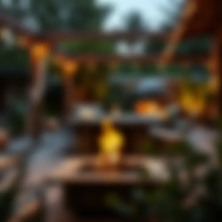 Creative outdoor wood burner fireplace enhancing a patio ambiance