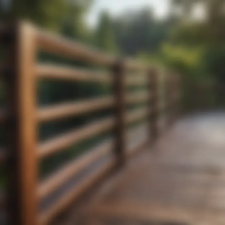 Rustic wood deck railing with natural finishes