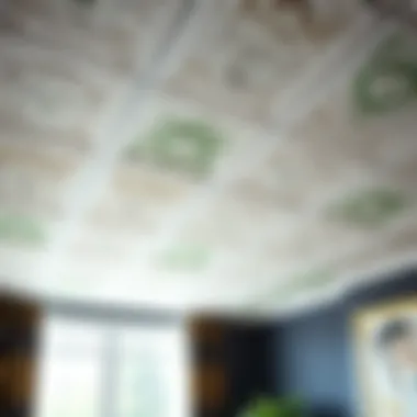 A step-by-step visual guide to installing ceiling tiles.