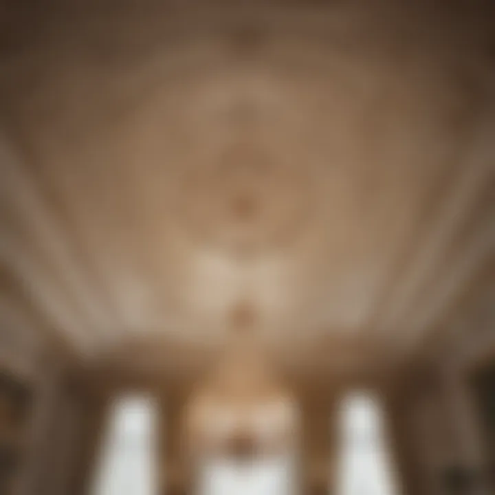 A finished ceiling featuring elegant panel designs