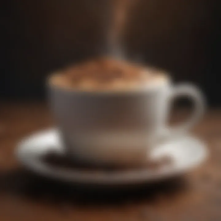 Close-up of a cup filled with rich, aromatic instant coffee