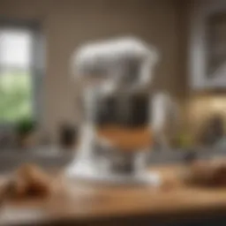 A close-up view showcasing the sleek design of a KitchenAid stand mixer.