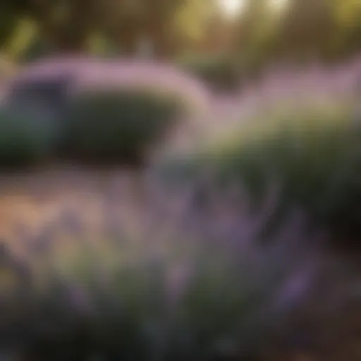 Lavender plants blooming in a serene garden setting