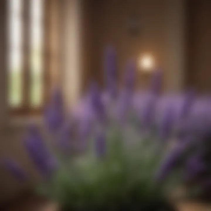 Close-up of lavender flowers in a serene indoor setting