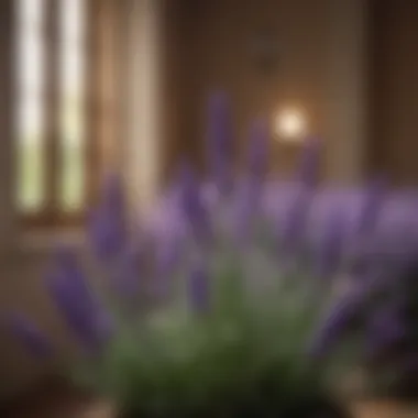 Lavender in a Serene Setting Close-up of lavender flowers in a serene indoor setting