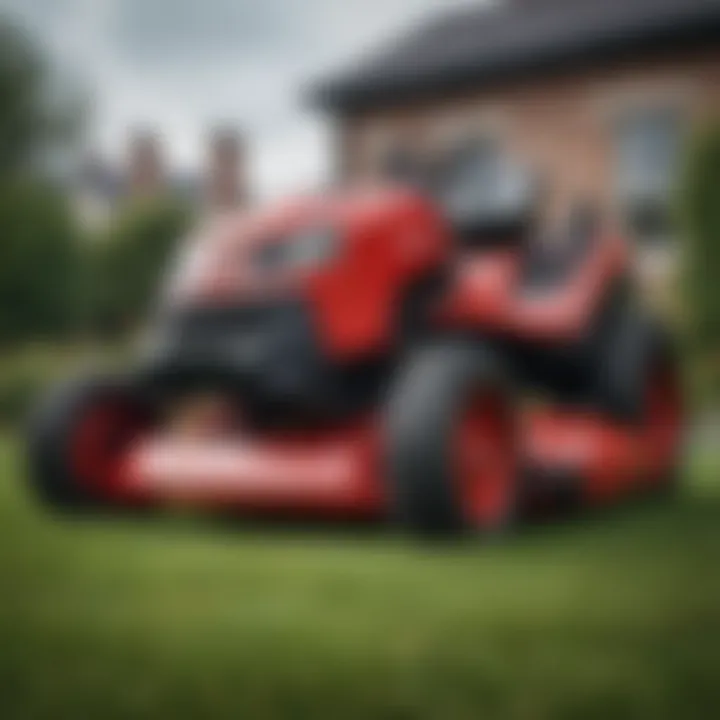 Close-up of a Toro lawn mower highlighting its unique features