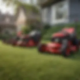 A showcase of various Toro lawn mower models lined up for comparison