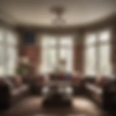Inviting Patriotic Living Room A living room adorned with flags and subtle patriotic decor for Memorial Day.