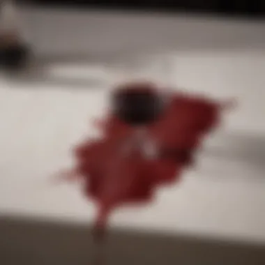 Red Wine Stain on Tablecloth A pristine tablecloth with a fresh red wine stain
