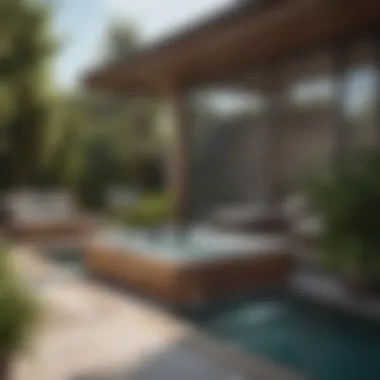Elegant Outdoor Spa Environment A luxurious outdoor spa setting with elegant furnishings and greenery