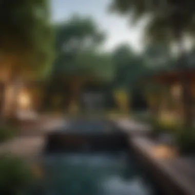 Spa Harmonized with Garden Landscape An outdoor spa integrated into a beautiful garden landscape