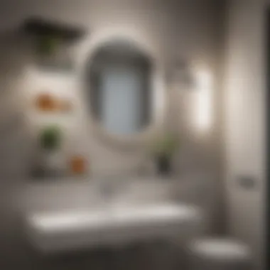 Enhancing Style with Wall-Mounted Shelves Creative use of wall-mounted shelves in a small bathroom