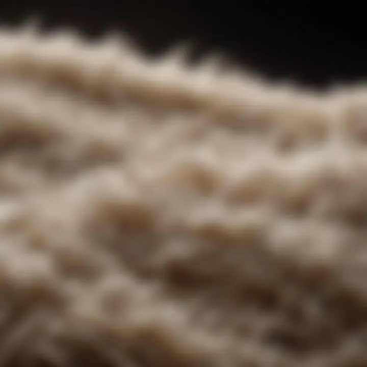 Close-up of wool fibers demonstrating texture and quality