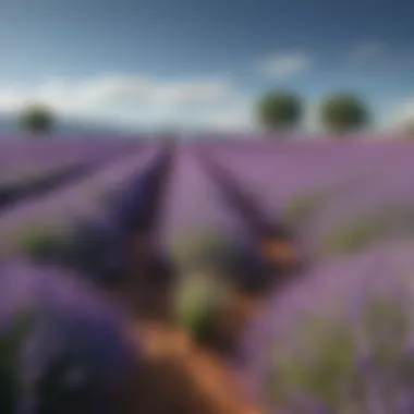 Lush lavender field under blue sky