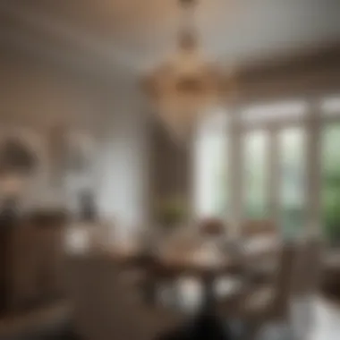 Cozy Dining Space with Chandelier Cozy dining space with an appropriately hung chandelier that enhances the ambiance.