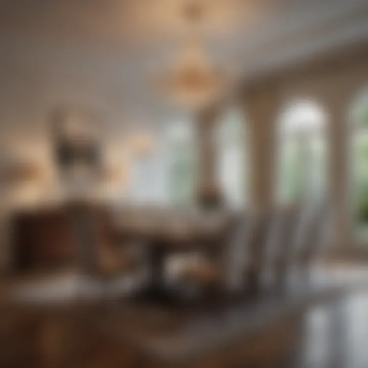 Diverse dining setups showing various chandelier heights and their impact on design.