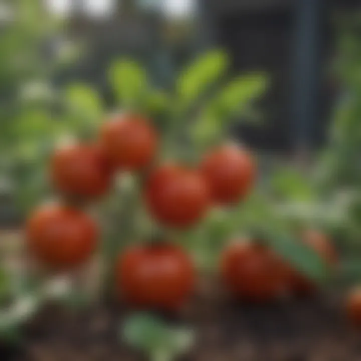 Close-up of healthy tomato plants thriving in a garden