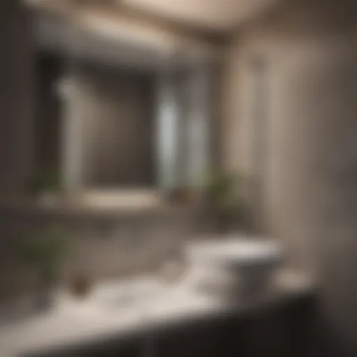 Elegant small bathroom layout featuring a modern sink and compact shower