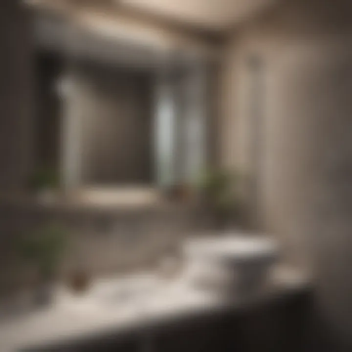 Elegant small bathroom layout featuring a modern sink and compact shower
