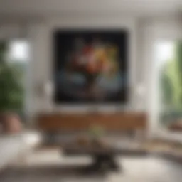 Elegant arrangement of large artwork in a modern living room