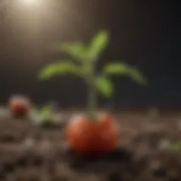 Tomato seedling emerging from soil