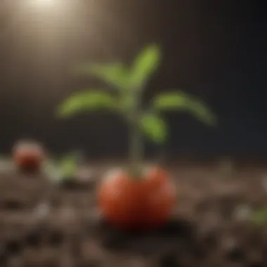 Tomato seedling emerging from soil