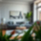 Elegant living room showcasing a stylish couch