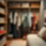 Neatly organized wardrobe with categorized clothing
