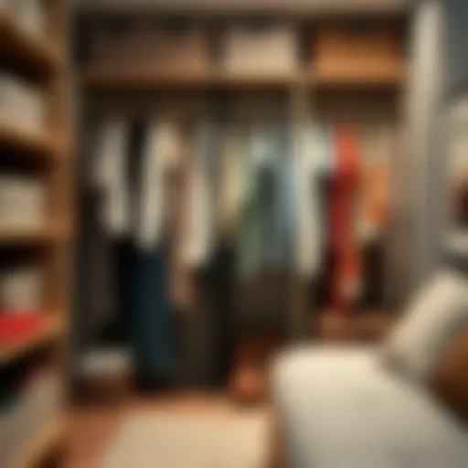 Neatly organized wardrobe with categorized clothing