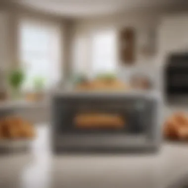 Organized kitchen with tall toaster oven as a centerpiece