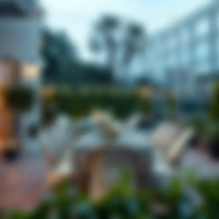 Elegant Outdoor Dining Setup A beautifully arranged outdoor dining space with elegant chairs