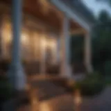 Elegant outdoor lighting illuminating a front porch at dusk