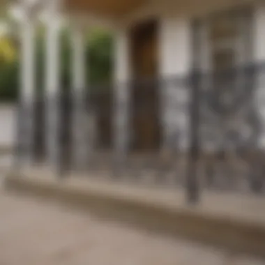 Classic wrought iron handrails complementing a porch