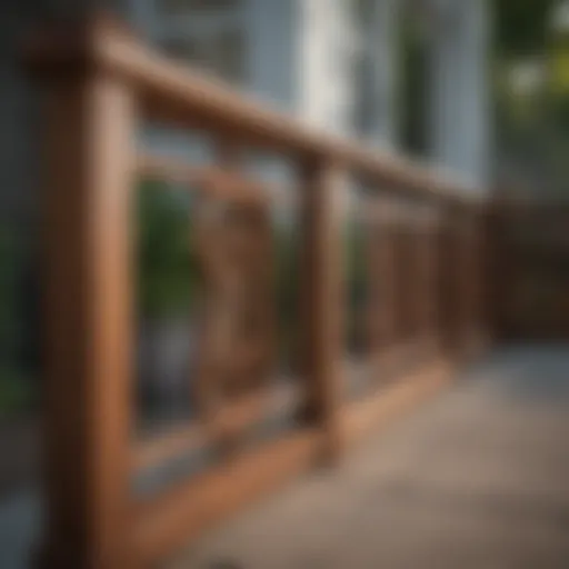 Elegant wooden porch handrail design