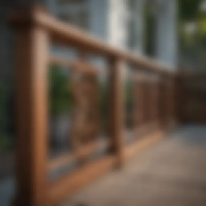 Elegant wooden porch handrail design