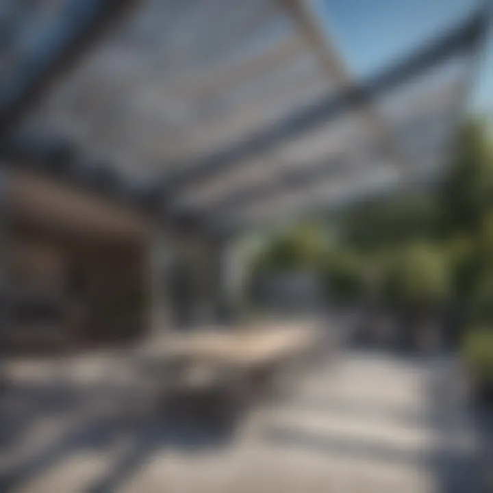 Modern aluminum patio roof with sleek lines.