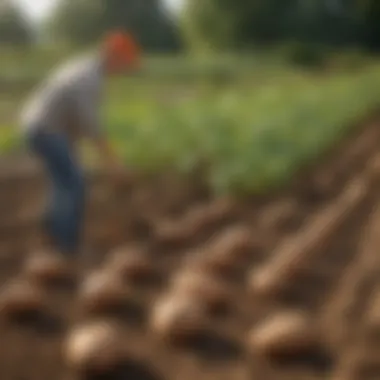 Effective Spacing Methods for Sweet Potato Crops Illustration of proper spacing techniques for planting sweet potatoes