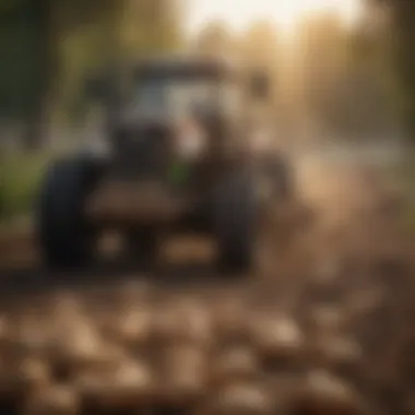 Harvesting fresh potatoes from the ground