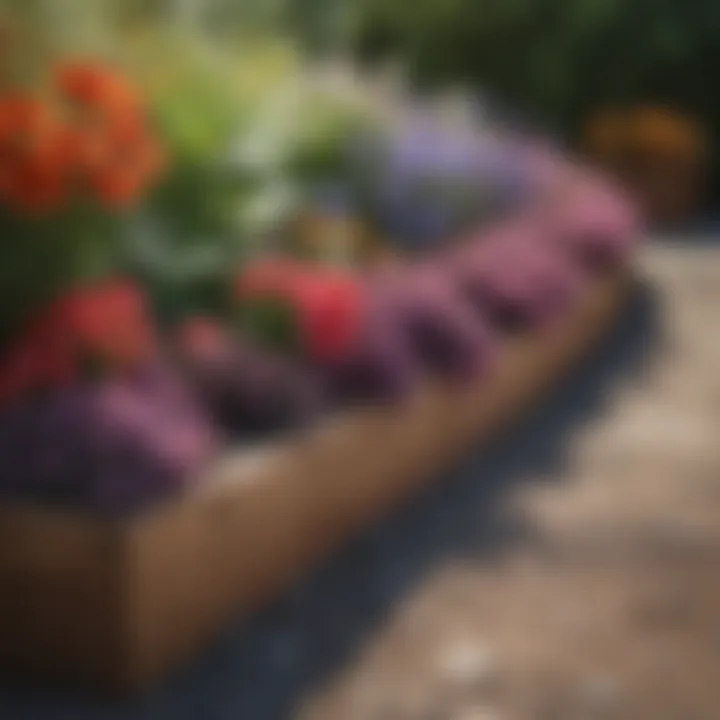 Different materials used for lining flower beds