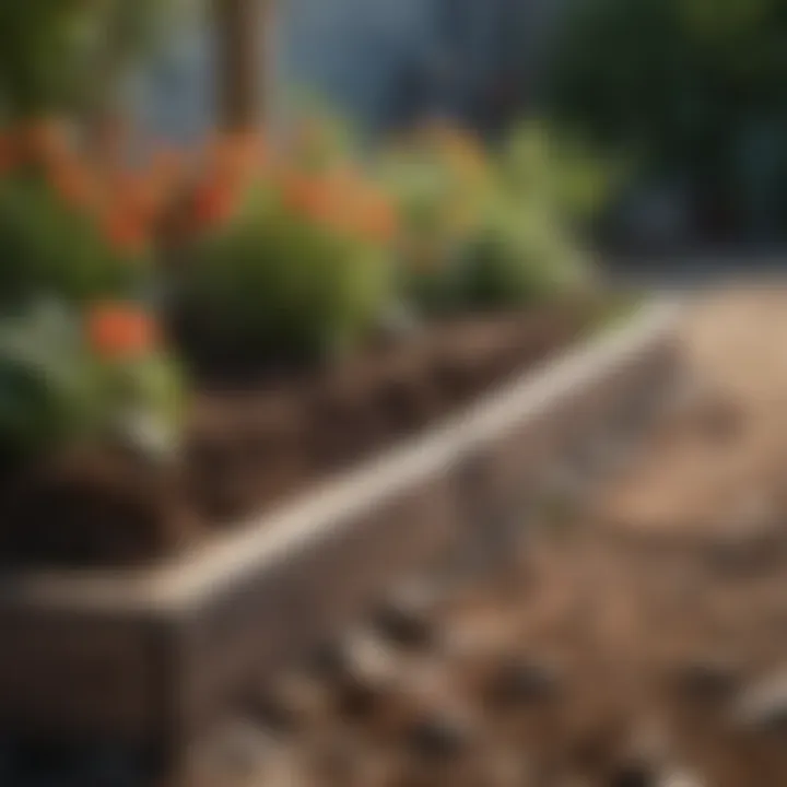 Healthy soil in a lined raised flower bed