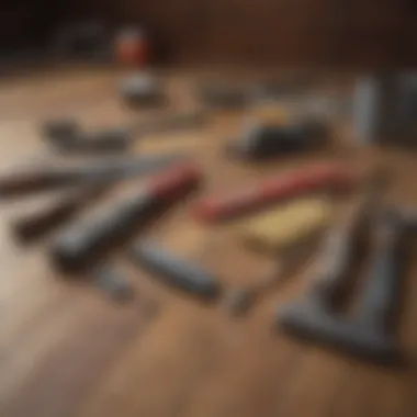 Tools and materials laid out for wood floor maintenance