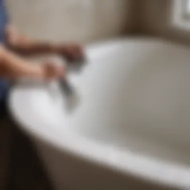 Applying Caulk with Precision Execution of recaulk technique on bathtub